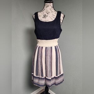 Three Pink Hearts Navy and Cream Lace Skirt